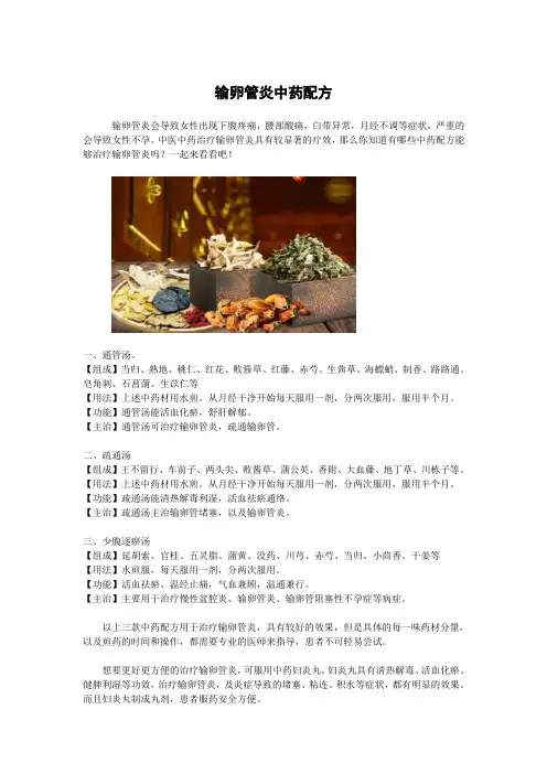 可用于治疗输卵管炎的中药配方
