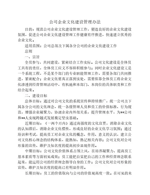公司企业文化建设管理办法