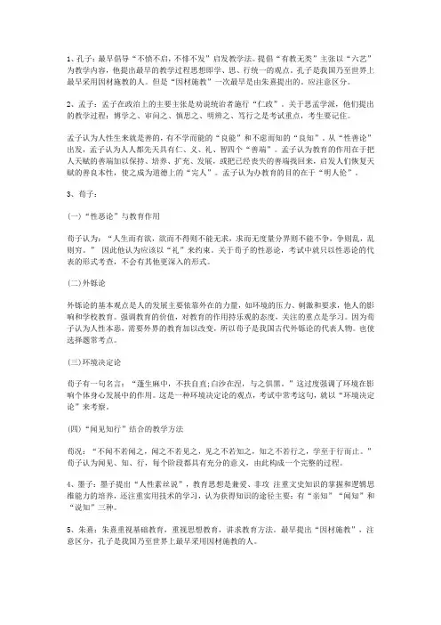 教师资格常考的48位教育人物