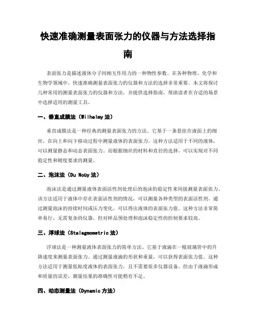 快速准确测量表面张力的仪器与方法选择指南