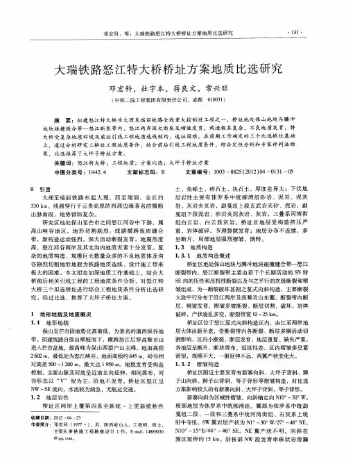 大瑞铁路怒江特大桥桥址方案地质比选研究