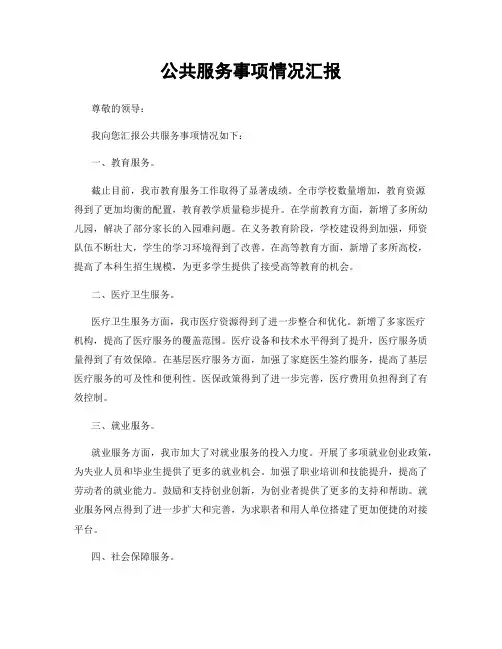 公共服务事项情况汇报