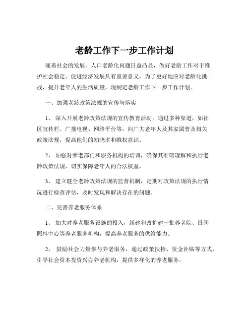 老龄工作下一步工作计划