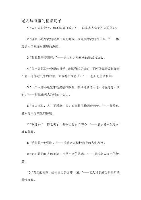 老人与海里的精彩句子-概述说明以及解释