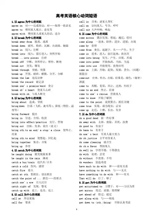高中英语2024届高考核心动词短语汇总(共29组)