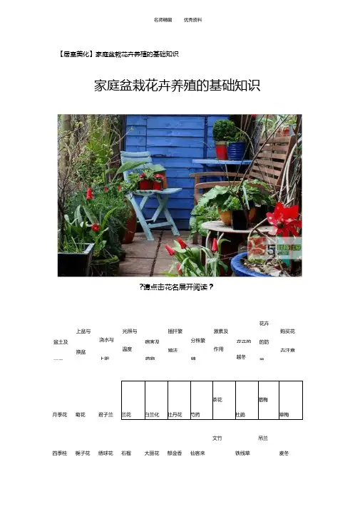 家庭盆栽花卉养殖的基础知识