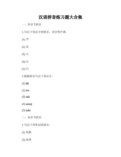 汉语拼音练习题大合集