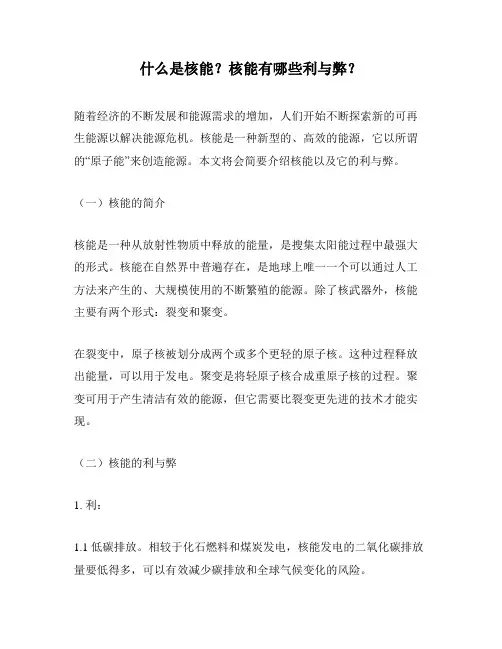 什么是核能？核能有哪些利与弊？