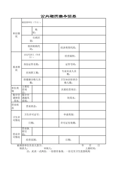 卫生监督协管基本登记表