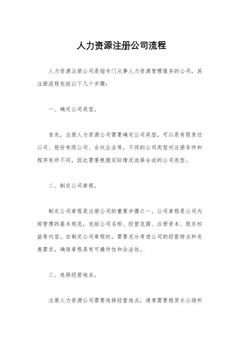 人力资源注册公司流程