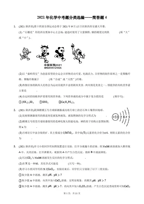 2021年化学中考题分类选编——简答题4
