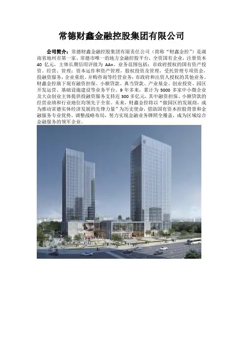 常德财鑫金融控股集团有限公司