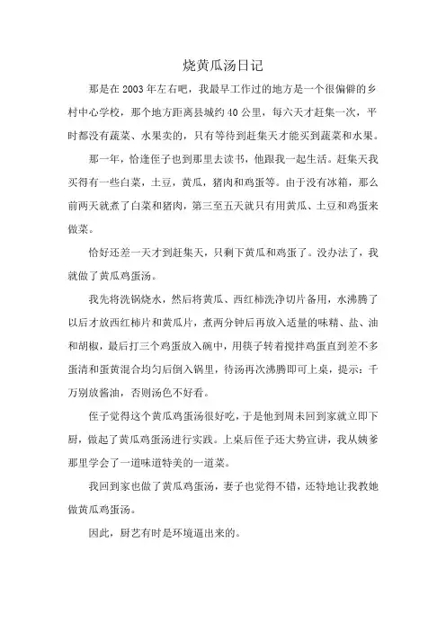 烧黄瓜汤日记