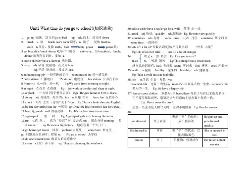 Unit2知识点总结与练习人教版七年级英语下册