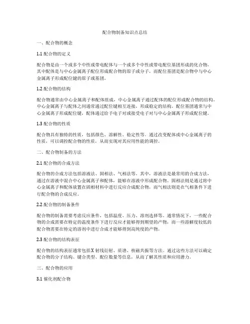 配合物制备知识点总结