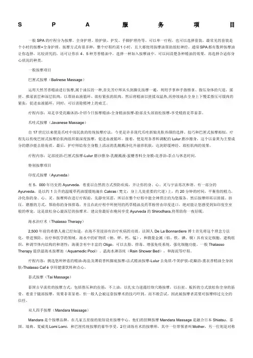 SPA服务项目