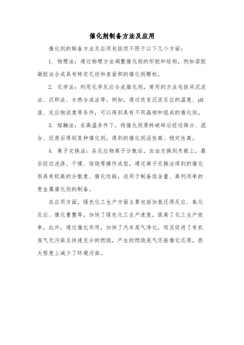 催化剂制备方法及应用