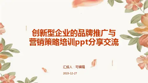 创新型企业的品牌推广与营销策略培训ppt分享交流