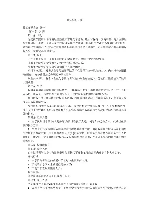 股权分配方案