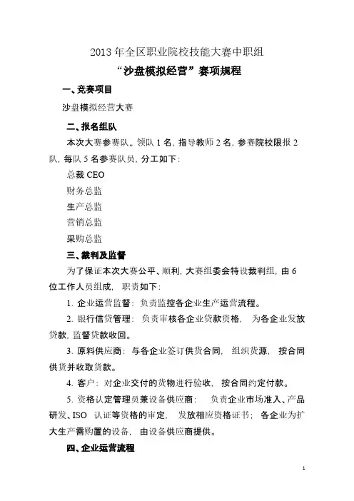 【免费下载】ERP沙盘模拟规则