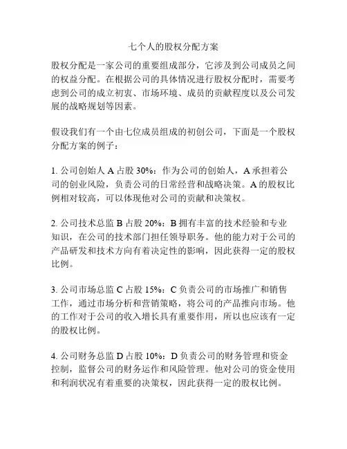 七个人的股权分配方案