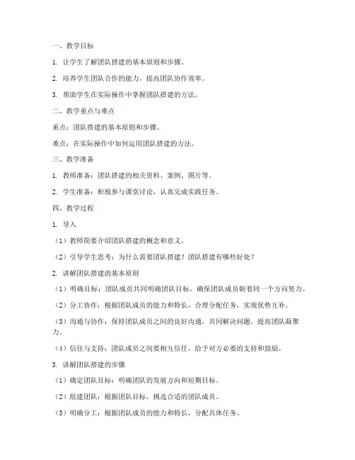 教你团队搭建教案设计模板
