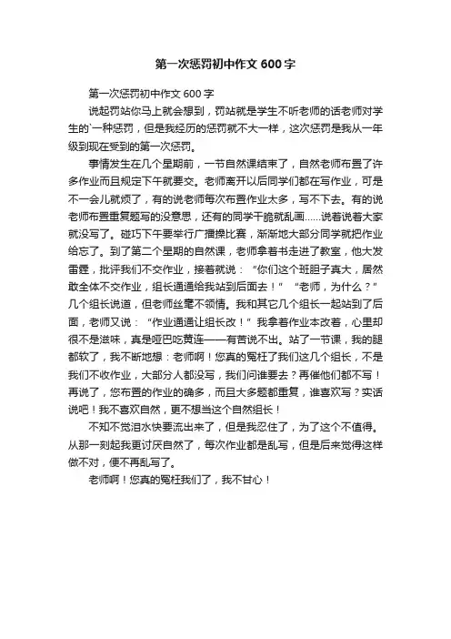 第一次惩罚初中作文600字