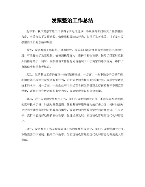 发票整治工作总结