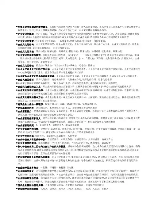 自考《企业文化》复习资料整理稿