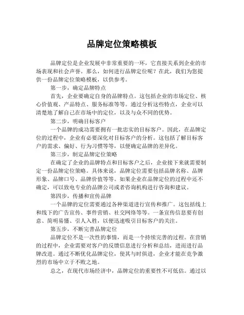 品牌定位策略模板
