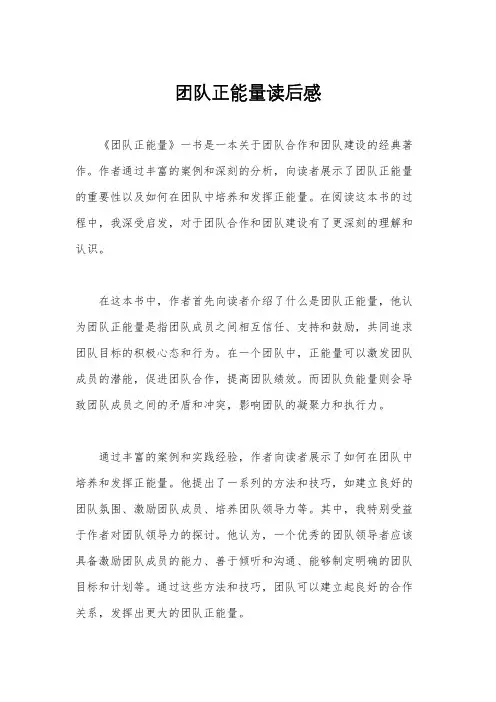 团队正能量读后感