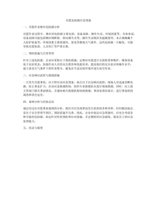吊篮危险源应急预案