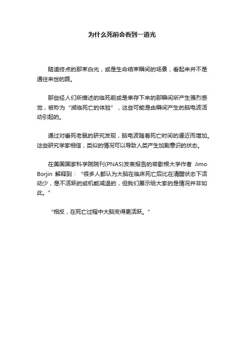 为什么死前会看到一道光