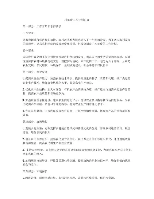 村年度工作计划内容