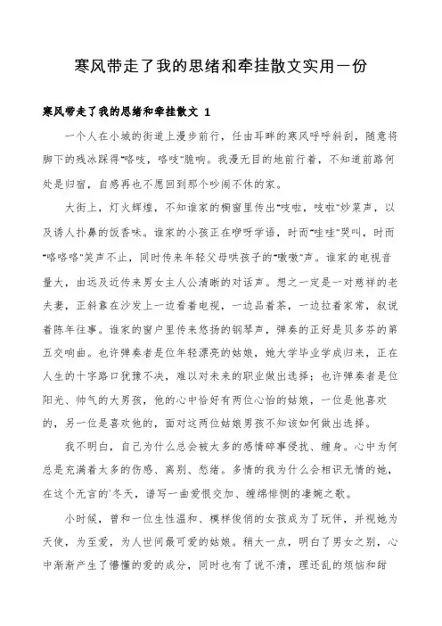 寒风带走了我的思绪和牵挂散文实用一份