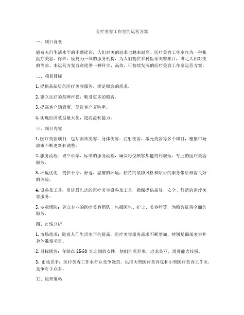医疗美容工作室的运营方案