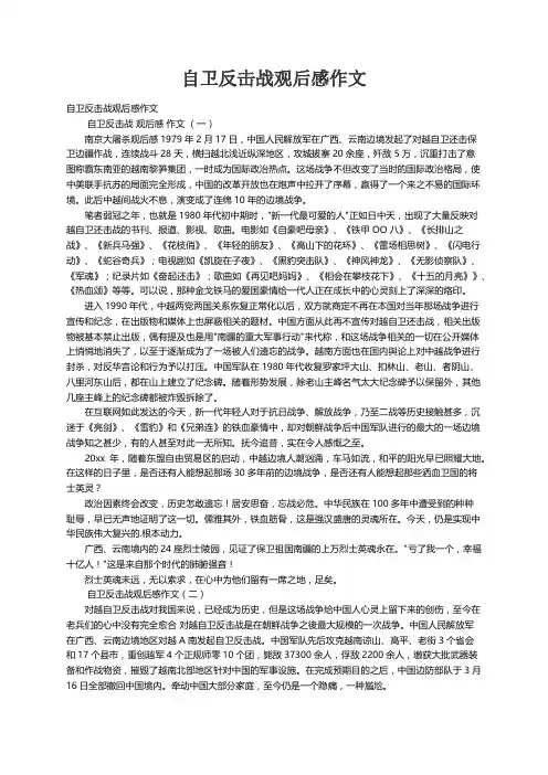 自卫反击战观后感作文