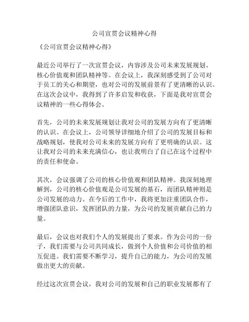 公司宣贯会议精神心得