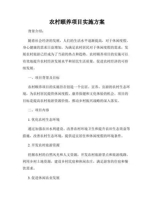 农村颐养项目实施方案