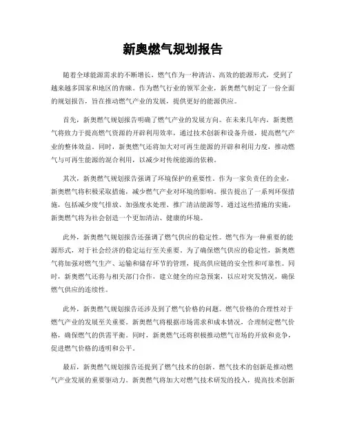 新奥燃气规划报告