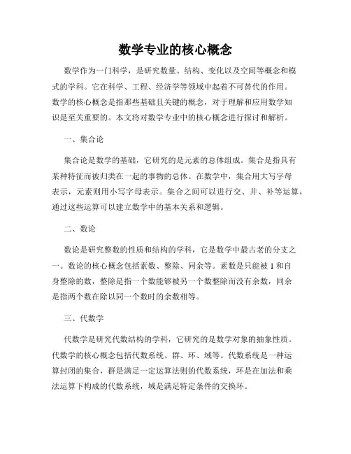 数学专业的核心概念