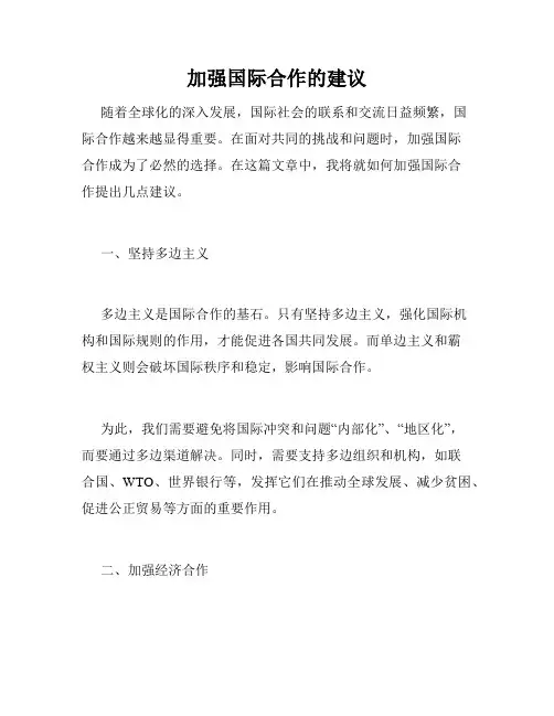 加强国际合作的建议