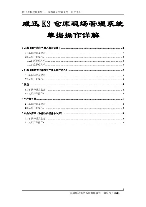 威迅K3仓库现场管理系统单据操作详解