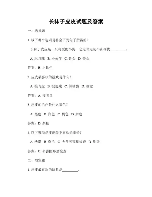长袜子皮皮试题及答案