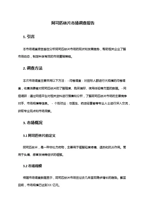 2024年阿司匹林片市场调查报告