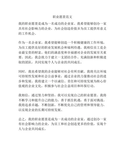 职业愿景范文