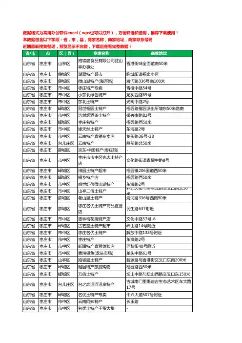 2020新版山东省枣庄市土特产工商企业公司商家名录名单联系电话号码地址大全106家