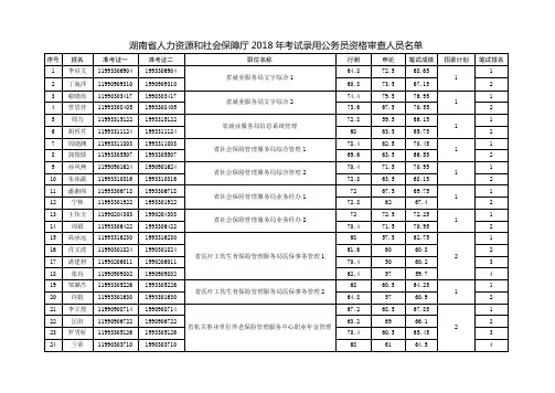 湖南省人力资源和社会保障厅2018年考试录用公务员资格审查