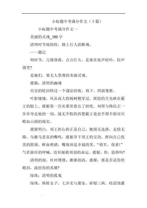 小标题中考满分作文(十篇)