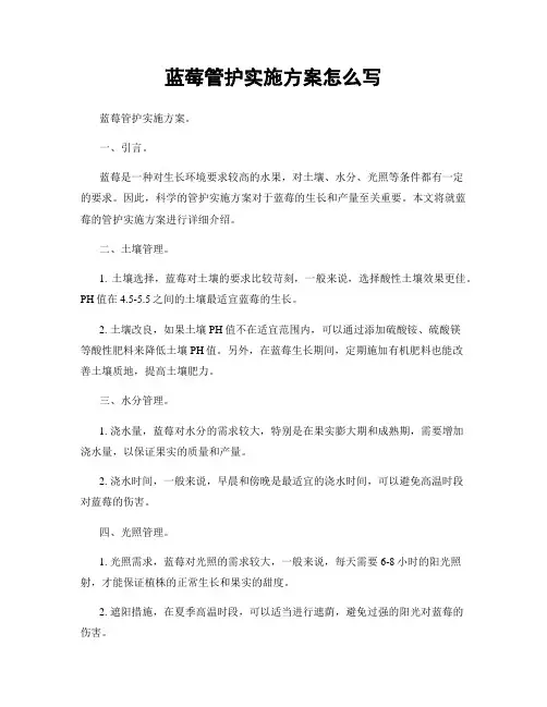 蓝莓管护实施方案怎么写